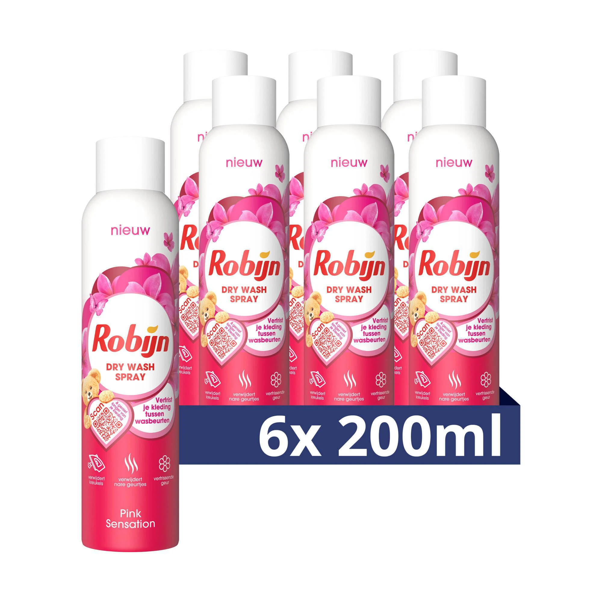 Robijn dry wash spray Pink Sensation - 6 x 200 ml