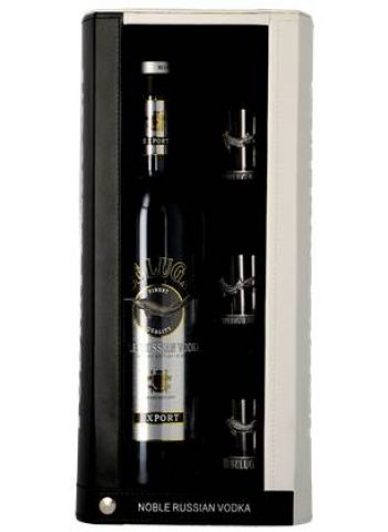 Coffret cuir Beluga Noble 70cl + 3 Shooters sérigraphiés - Beluga