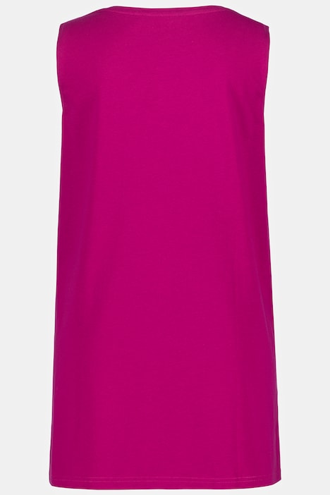 Longtop, Zierbänder, A-Linie, Rundhals, ärmellos