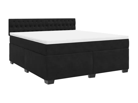 Sommier à lattes de lit avec matelas Noir 180x200 cm Velours