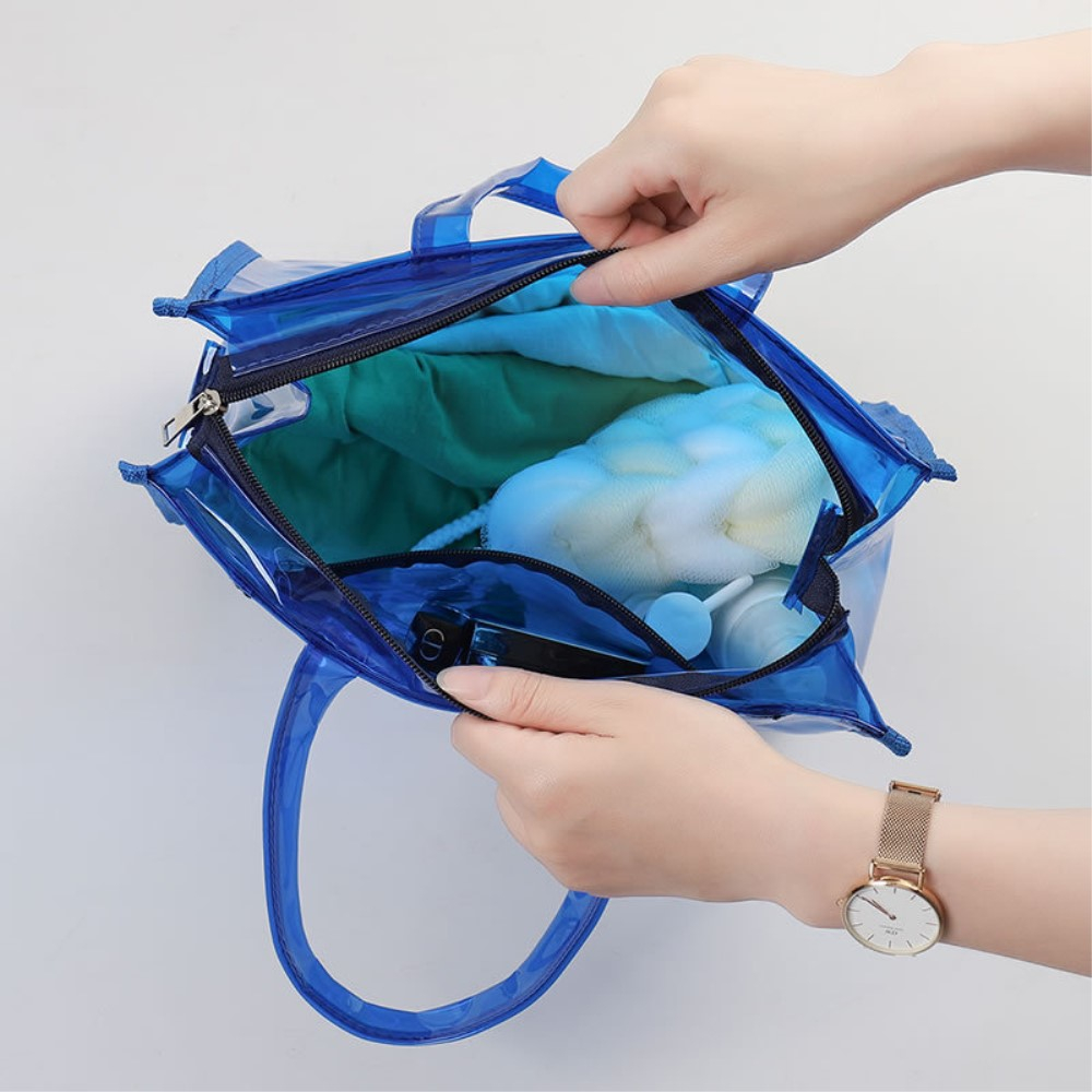 (30x30x12cm) Transparente Strandtasche Wasserabweisende Tragetasche - Pink