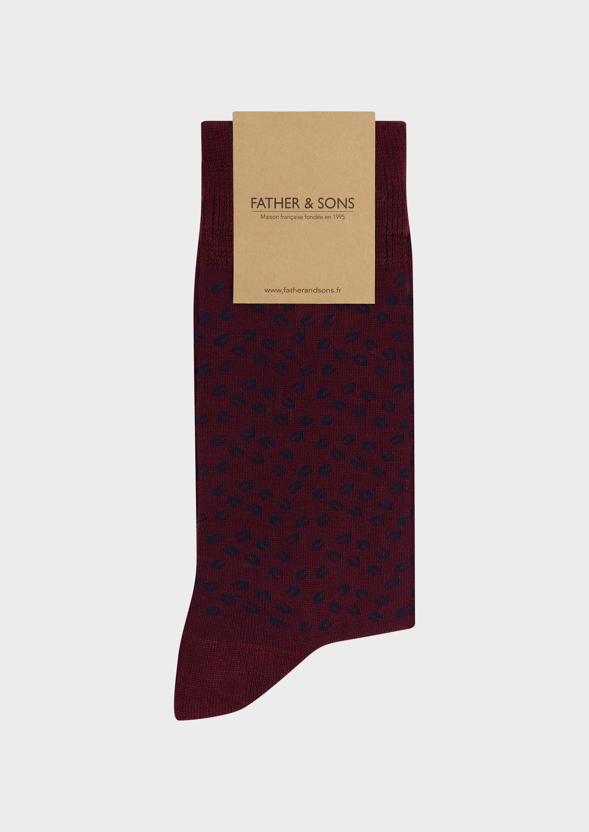 Chaussettes en viscose de bambou bordeaux à motif fantaisie bleu jeans