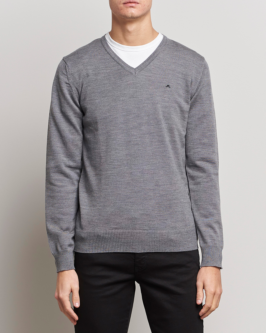 J.Lindeberg Lymann True Merino V-Neck Pullover Grey