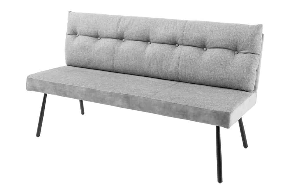 Moderne Sitzbank BIG GEORGE 160cm grau Samt Strukturstoff Taschenfederkern Metall