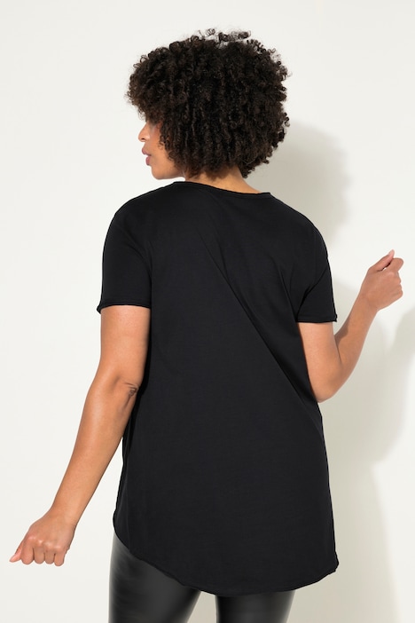 T-Shirt, LOVE-Schriftzug, V-Ausschnitt, Halbarm