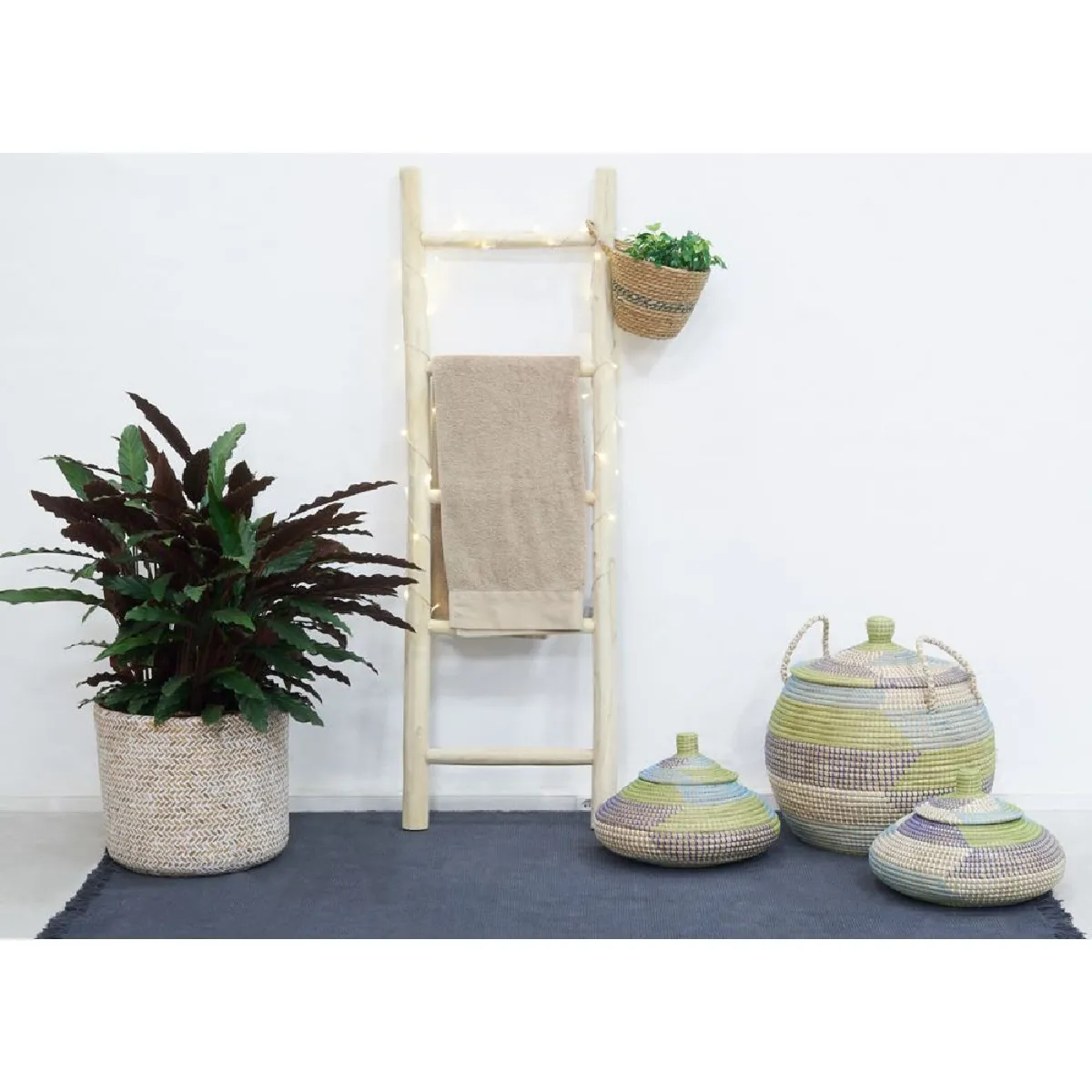 AUBRY GASPARD Panier Rond Jonc de Mer - Lot de 3