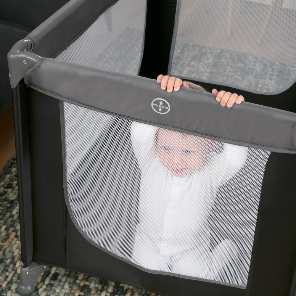 miniuno SnoozeLite Reisebett Dunkelgrau und Schwarz
