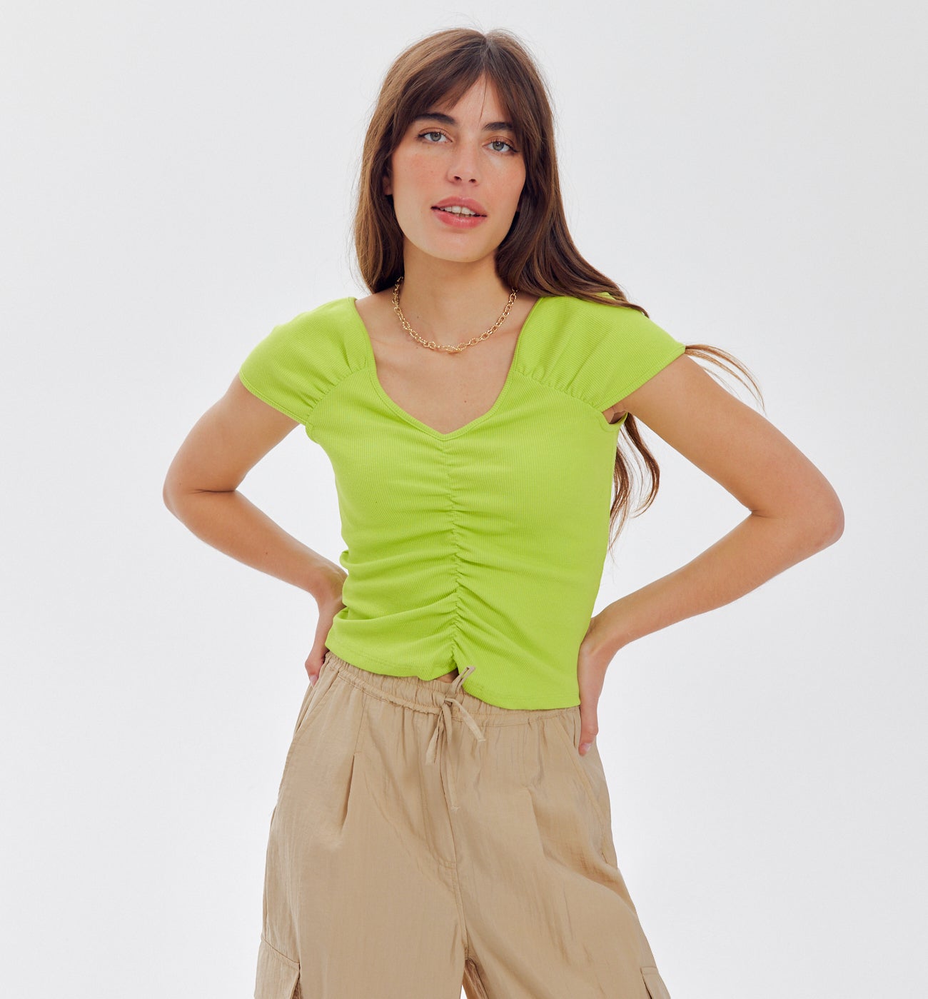 Top en jersey ctelé Femme - Vert