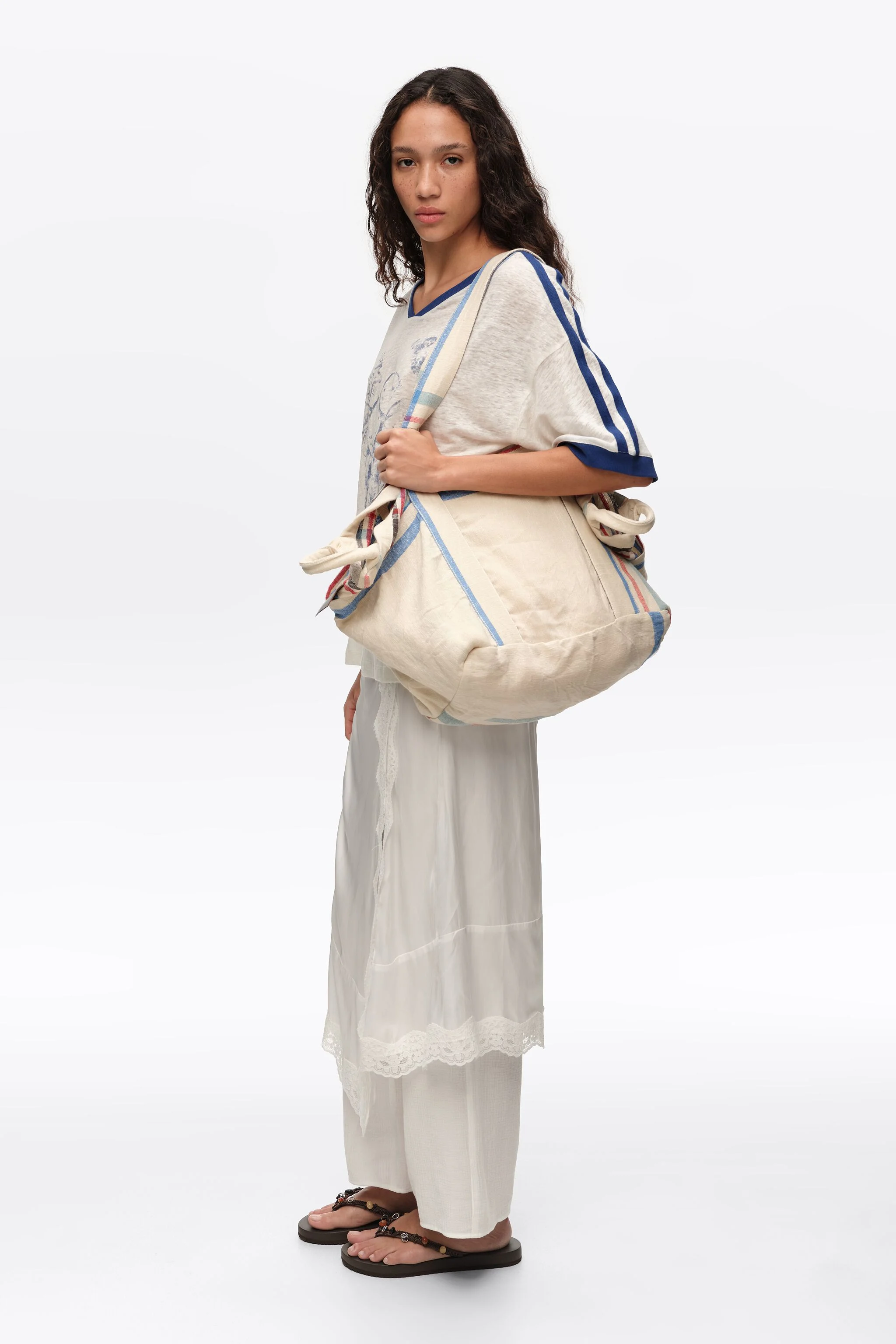 Bolsa maxi de linho cru