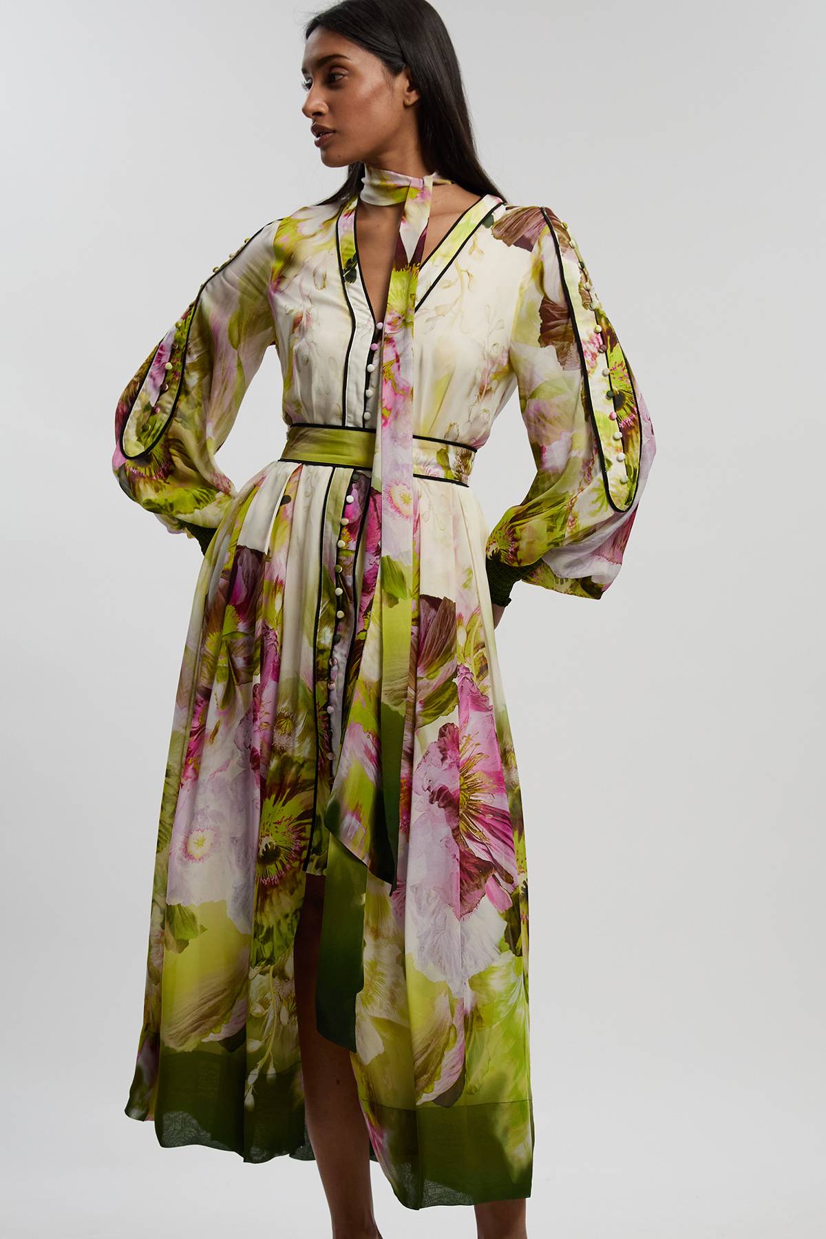KarenMillen Robe Longue Tissée À Imprimé Floral En Viscose Petite Taille