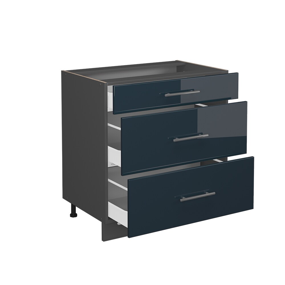 Vicco Schubladenunterschrank Fame-Line Anthrazit Dunkelblau Hochglanz 80 cm ohne Arbeitsplatte