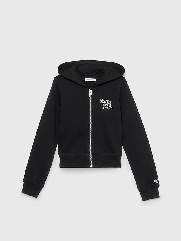Moletom com capuz e zíper frontal de corte justo com logo