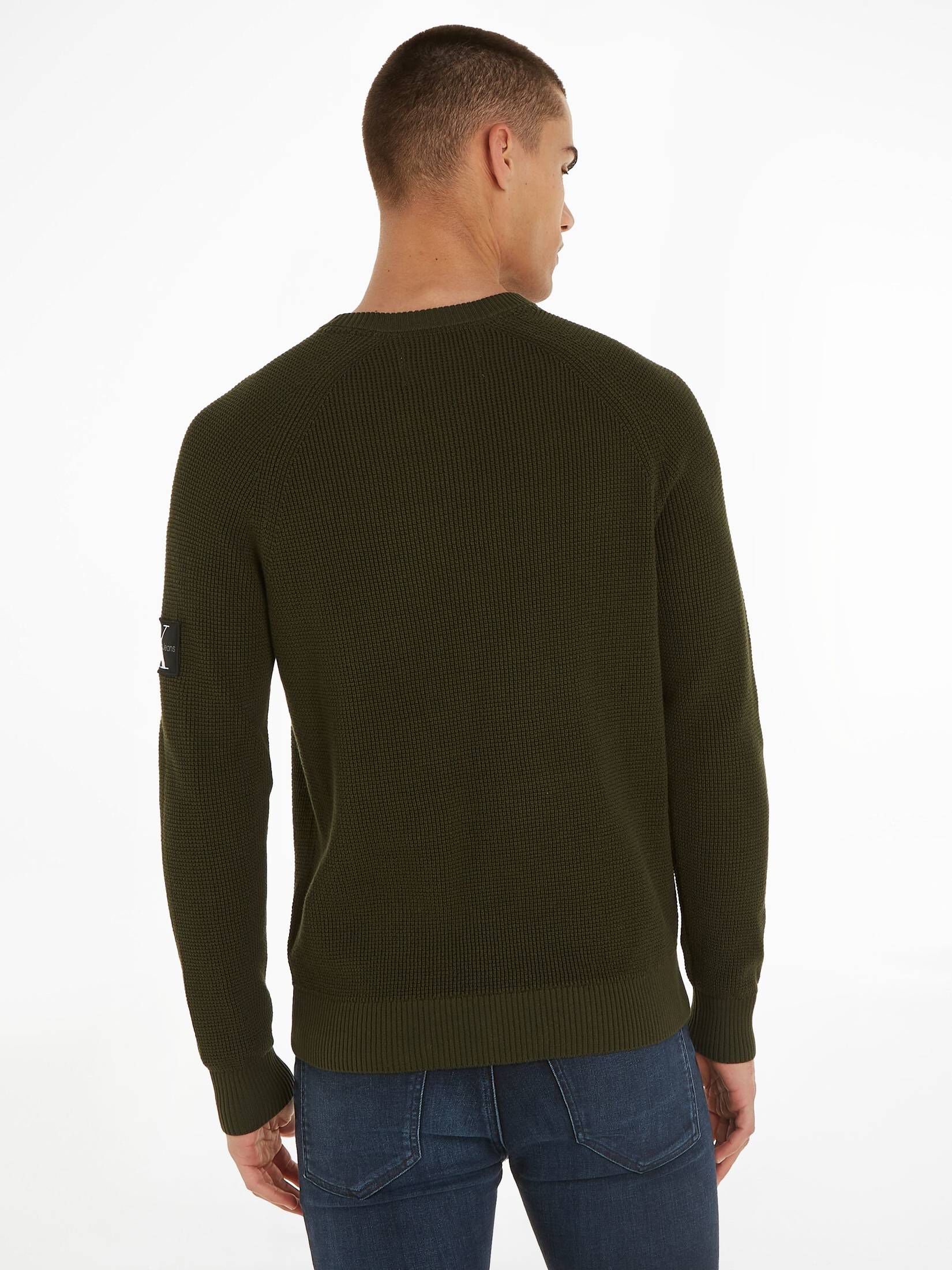 CALVIN KLEIN JEANS| Herren Strickpullover aus Baumwolle BADGE EASY SWEATER