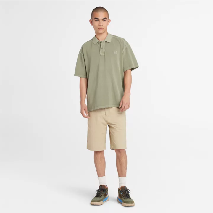 Polo court teint en plongée pour homme en vert