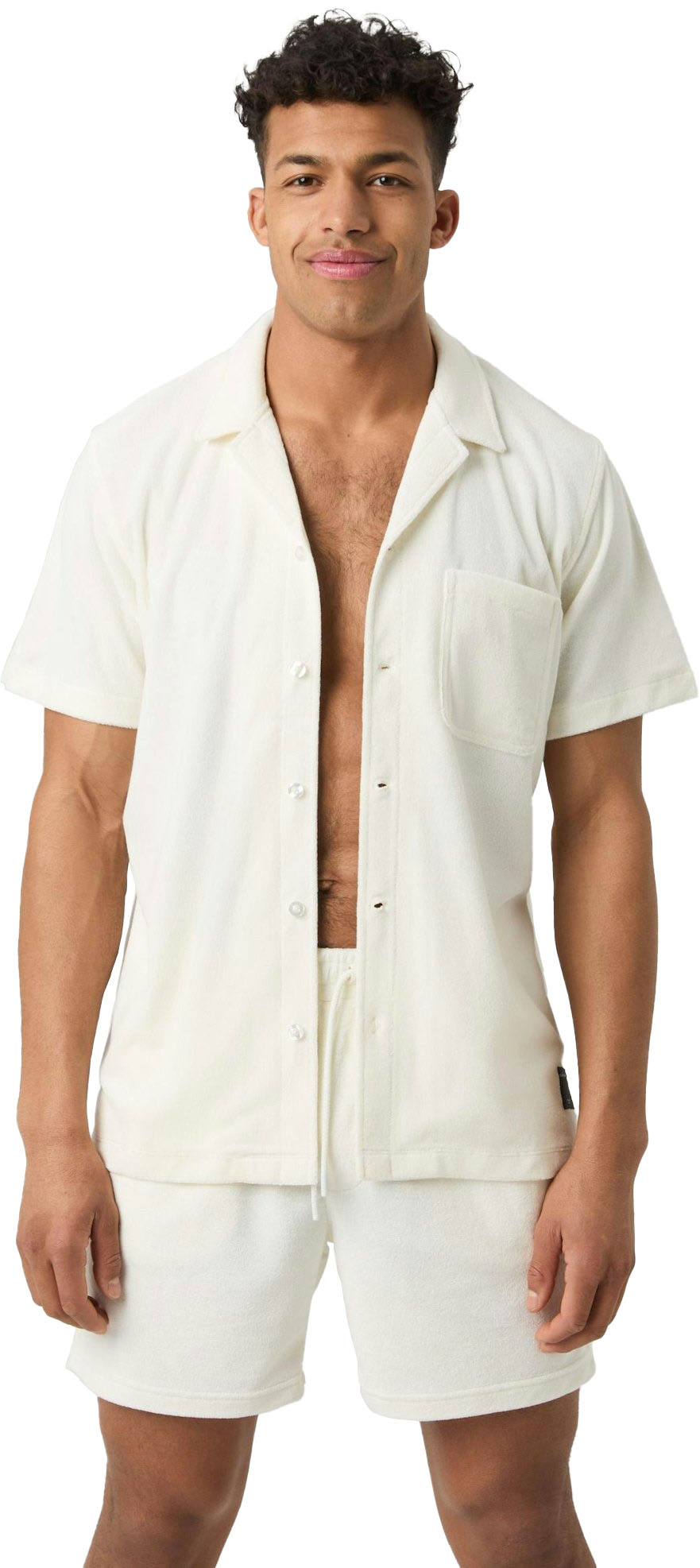 Borg Toweling Pool Shirt Herre WE003/Egret