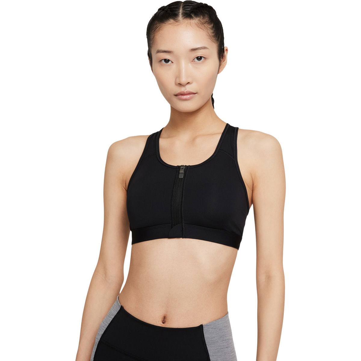 Nike Dri-FIT Swoosh Zip-Front Medium Support Sports BH Dame