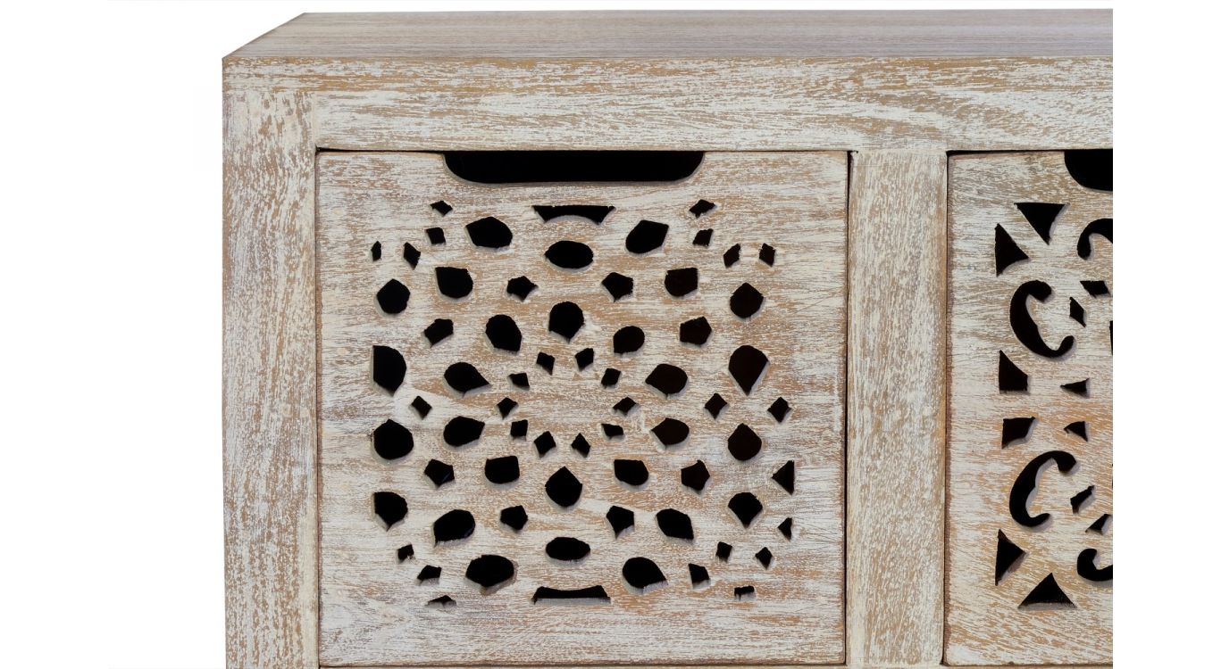 Commode 9 tiroirs bois, fer marron 88x38x102cm - bois-fer