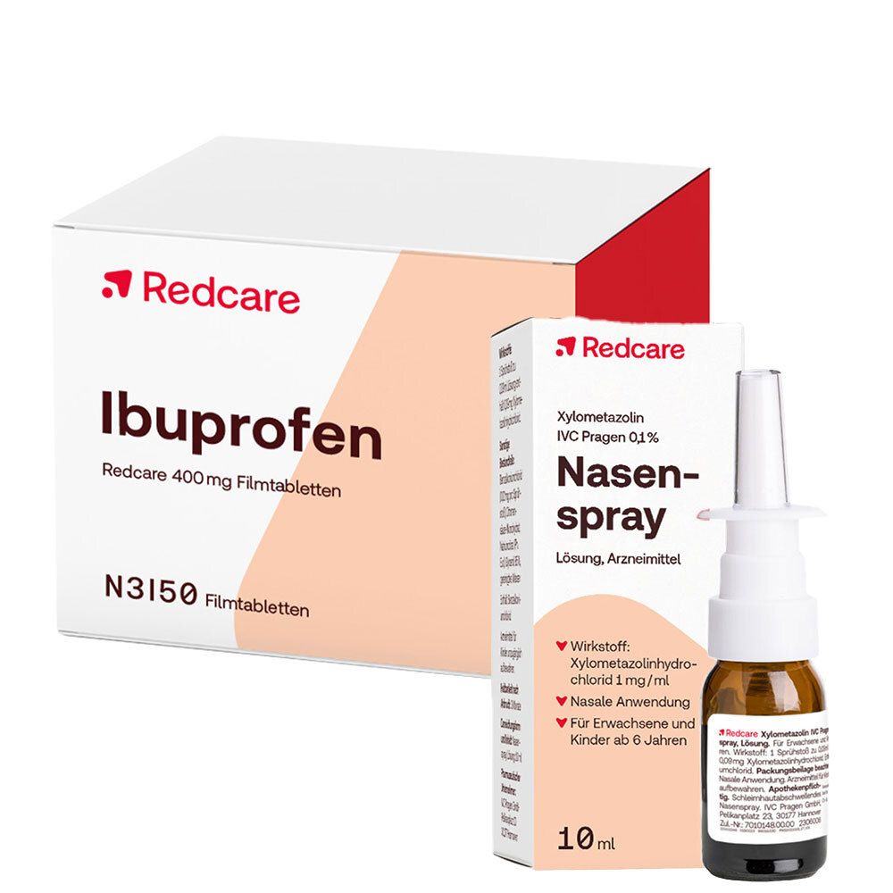 Redcare Xylo 0,1 % Nasenspray + Redcare Ibuprofen 400 mg
