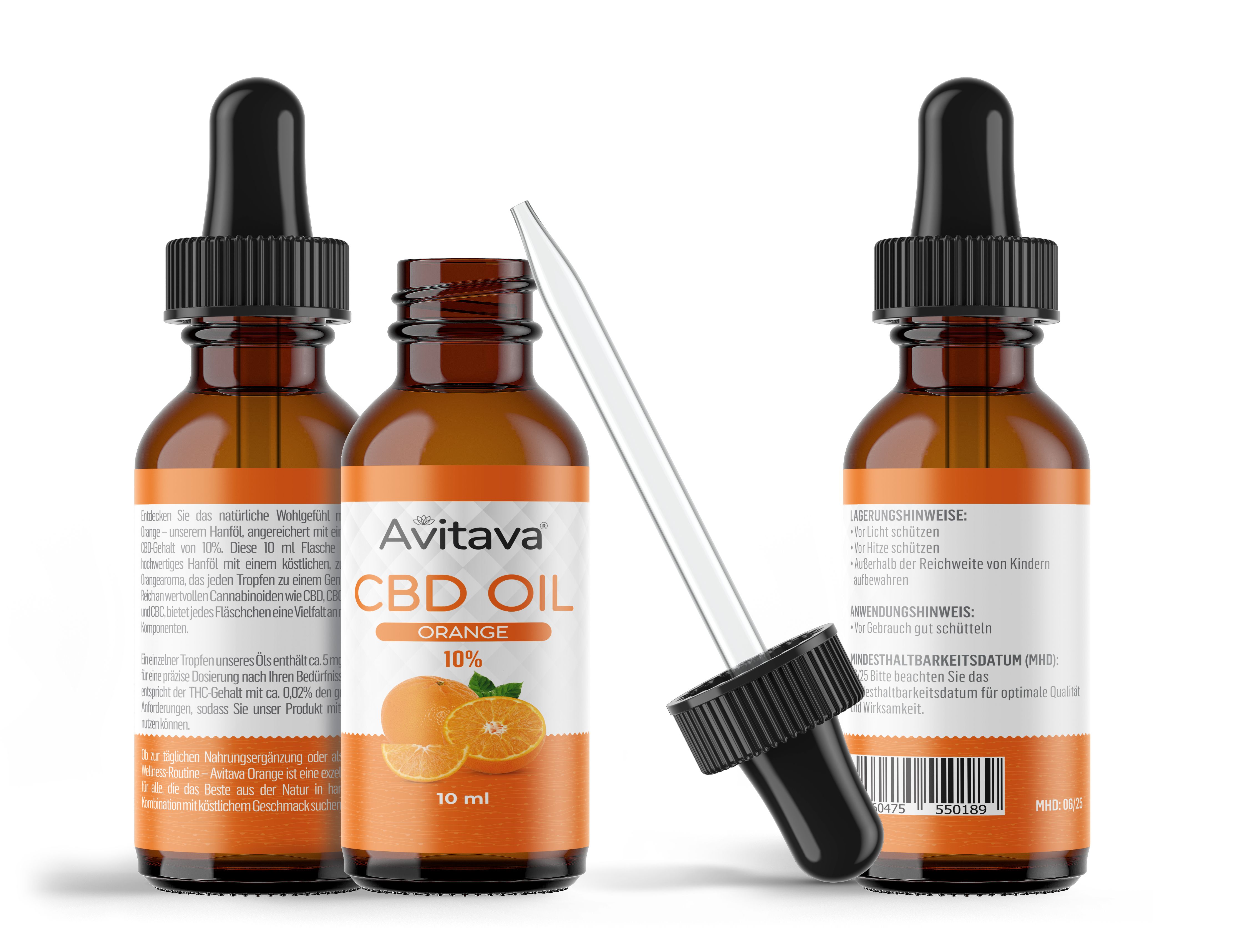 Avitava Orange 10% CBD Öl im Vollspektrum