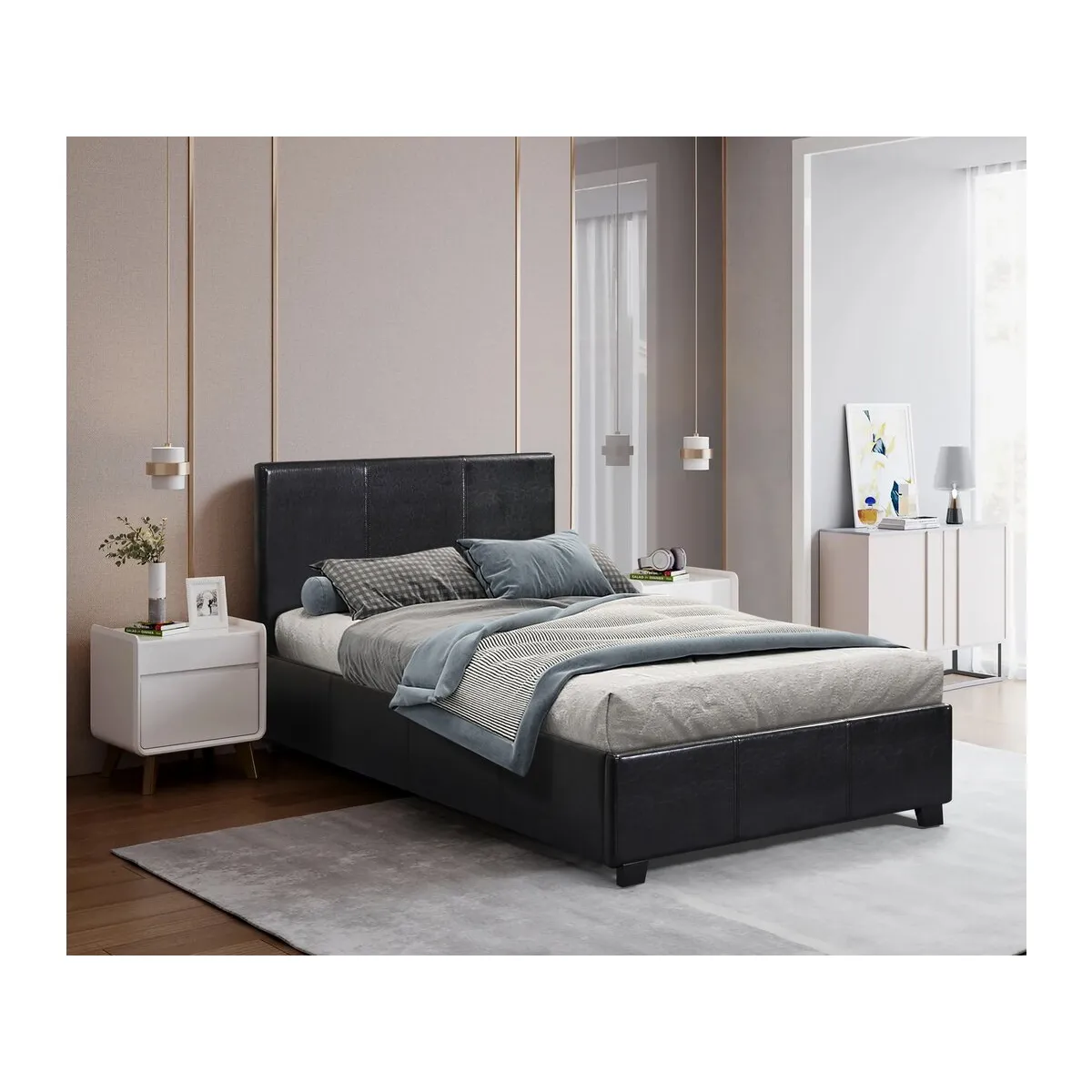 HABITAT ET JARDIN Lit avec coffre Carla 90x190 cm - Noir
