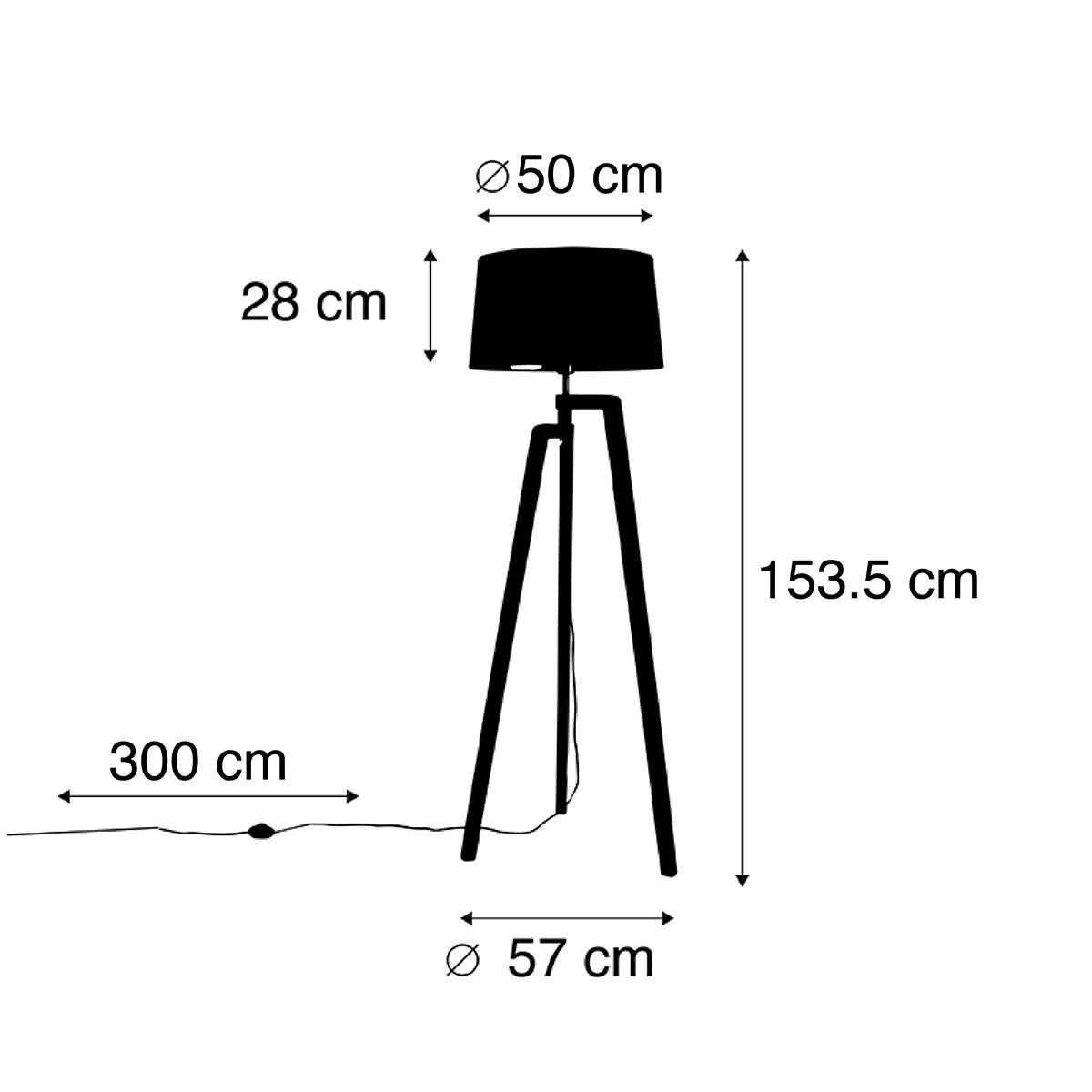 Smart vloerlamp met kap zwart met goud 50 cm incl. Wifi A60 - Puros