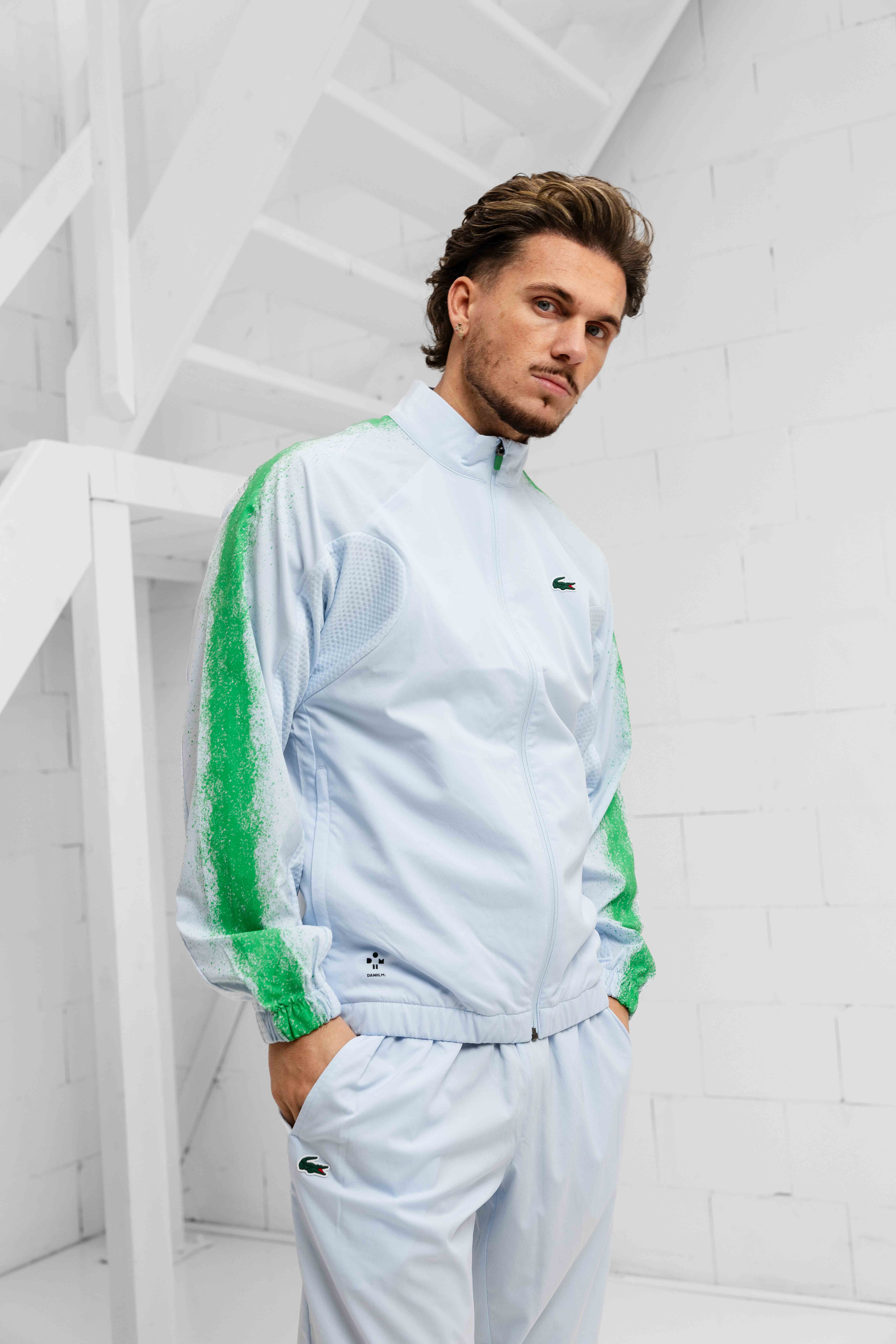 Lacoste Tennis x Daniil Medvedev Trainingspak Heren Lichtblauw/Groen
