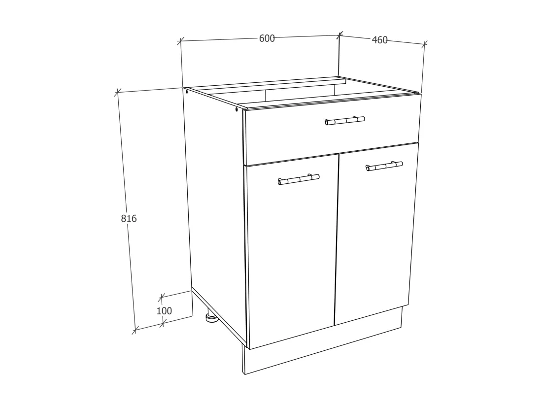 Armoire de cuisine L 60 cm Armoire basse Esilo