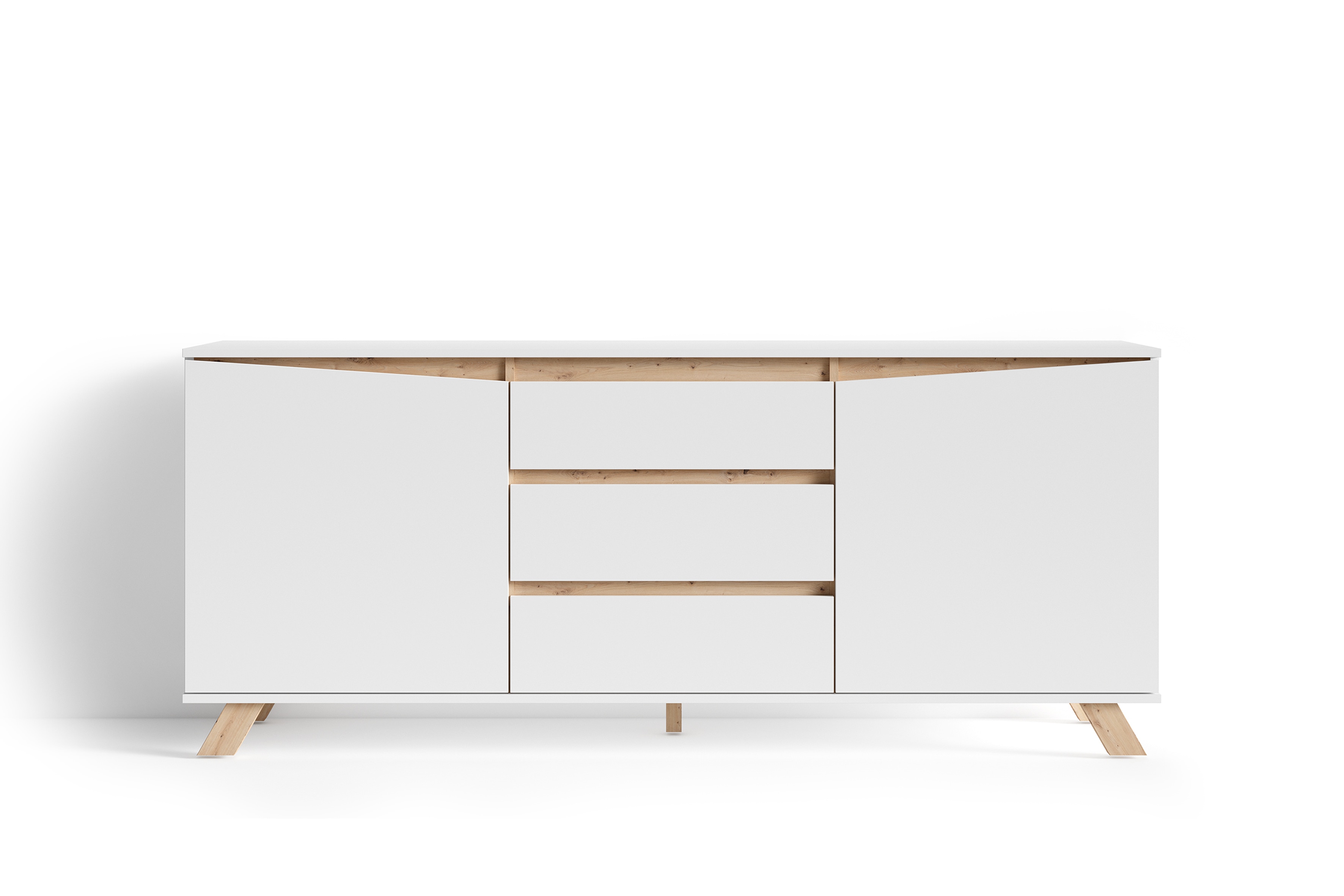 byLIVING Sideboard VALENTIN, Breite 180 cm, weiß/Artisan Eiche (Eiche-Optik)