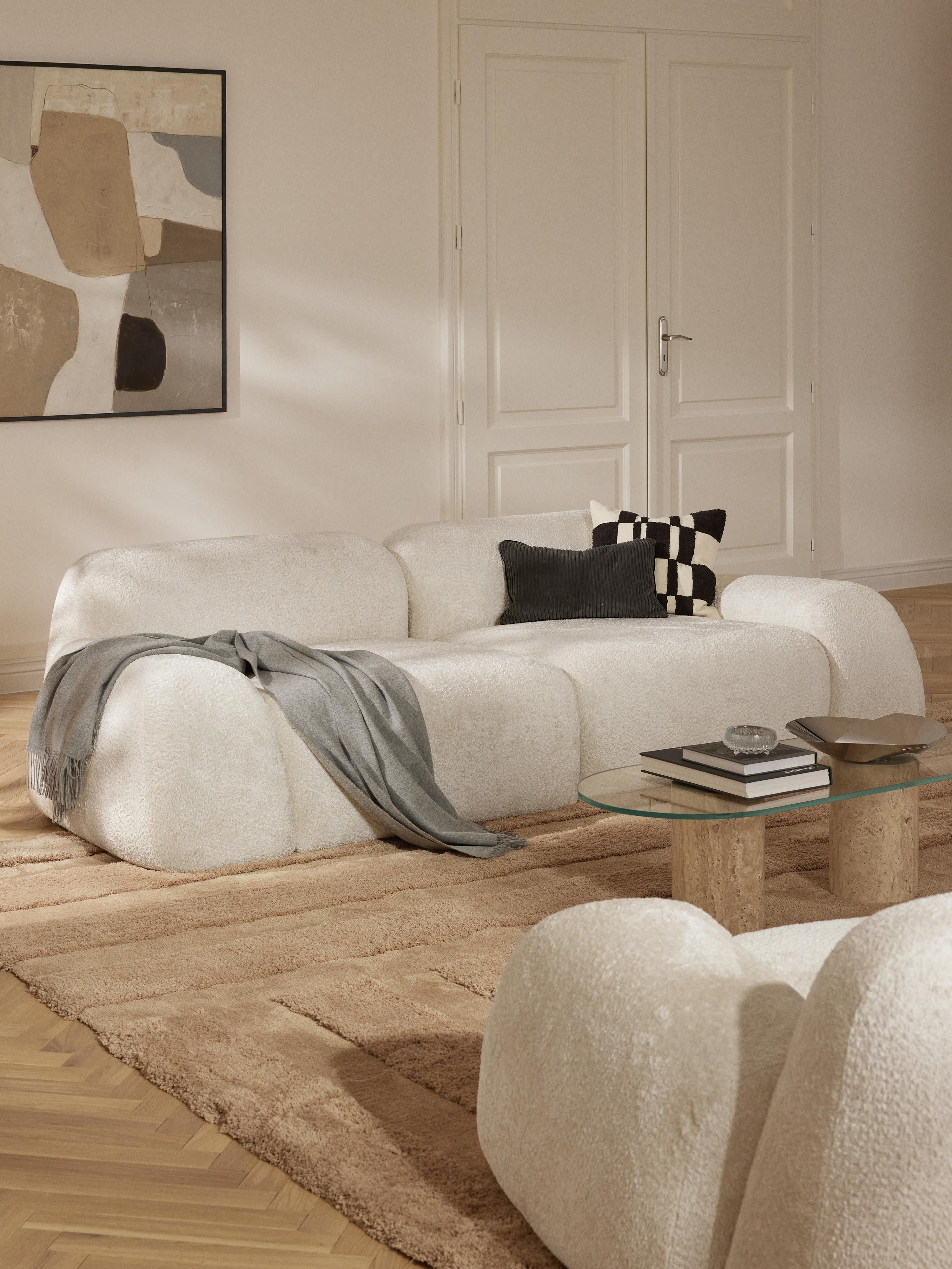 Modulaire bank Wolke (3-zits) van teddy-bouclé