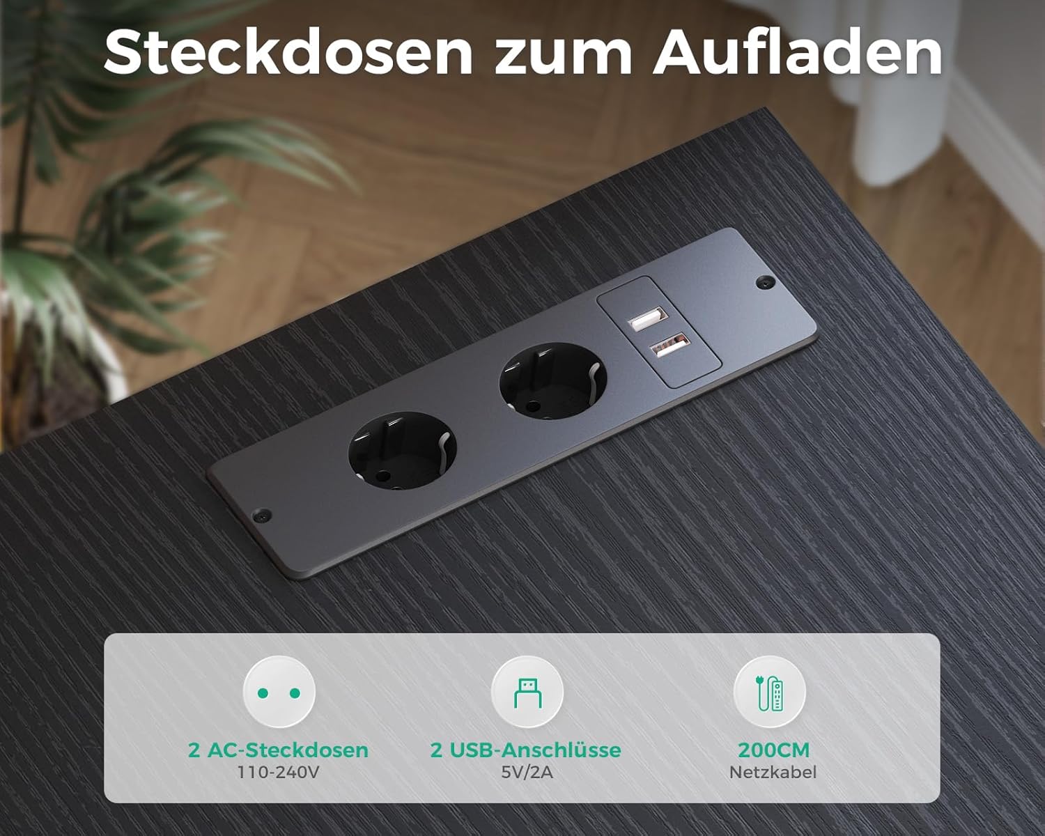 Coleshome Schreibtisch mit Stoff Schubladen, 140x80cm Umkehrbarer Schreibtisch L Form mit Aktenschublade, Eckschreibtisch mit USB-Ladeanschluss und Steckdose, Home Office Schreibtische, Schwarz