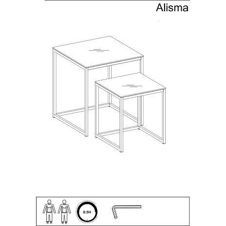 Alisma indskudsborde - hvid marmorlook