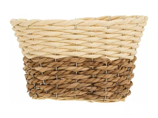 Panier en bois, corde de papier et fibre naturelle jaune 27x20x17