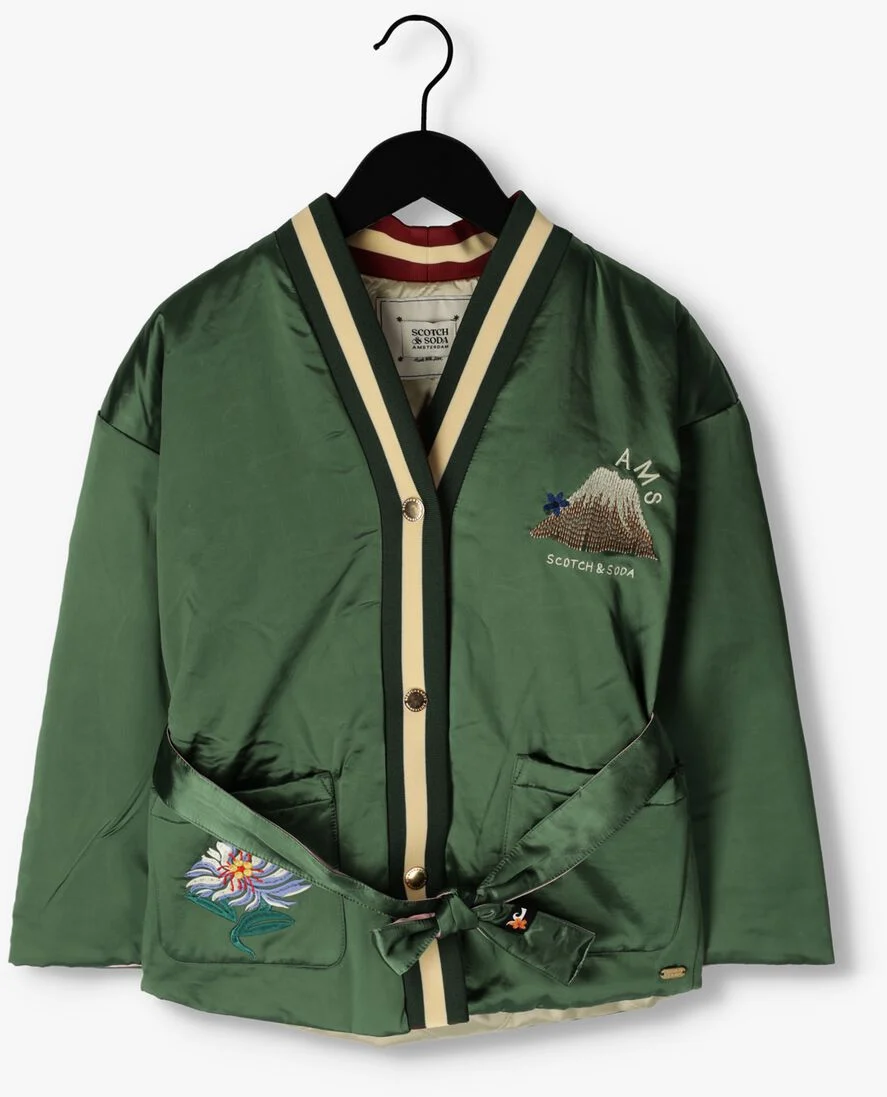 SCOTCH & SODA donkergroene scotch & soda  reversible souvenir kimono bomber