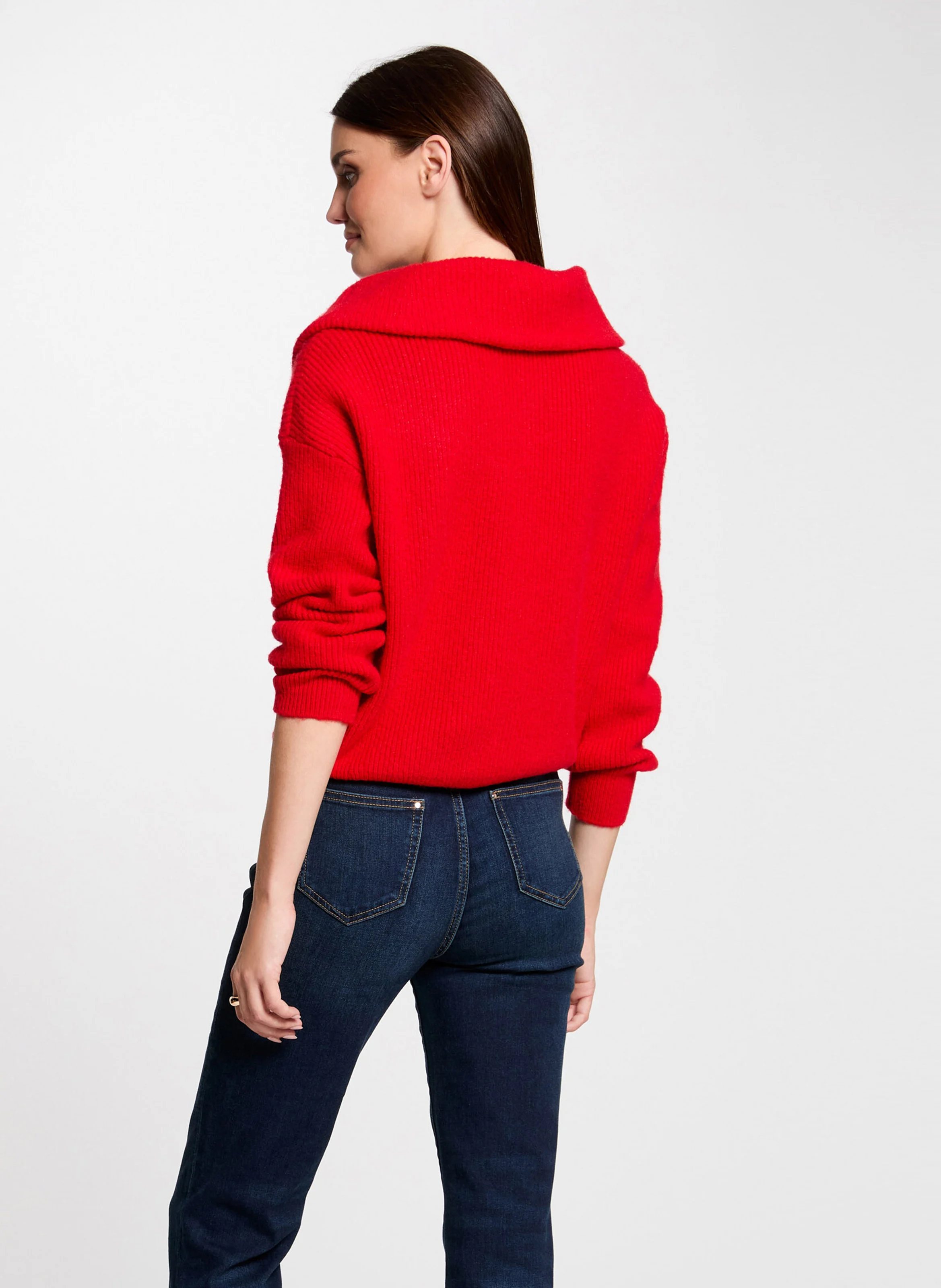 MCOLAR - Pull droit col camionneur | Rouge