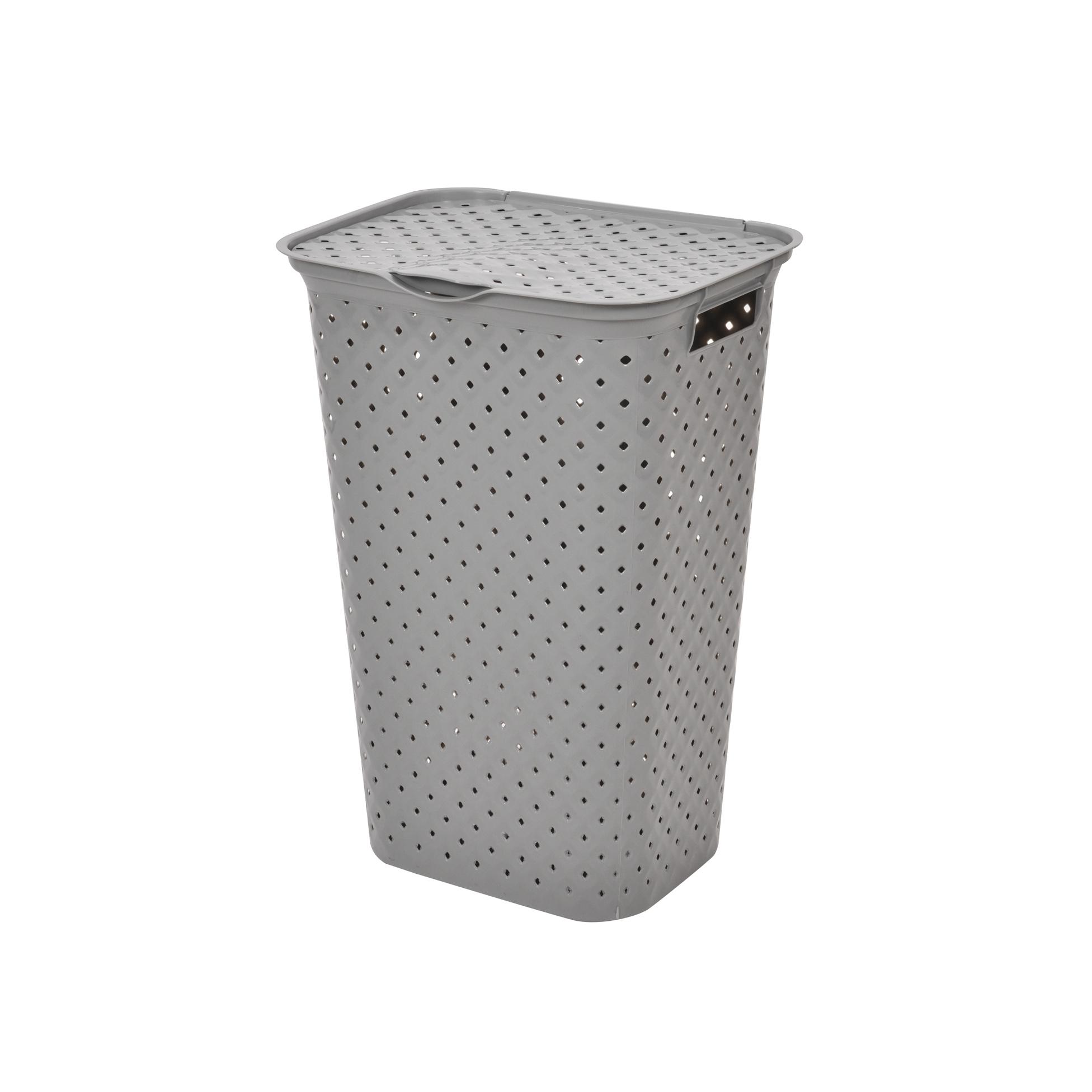 COFFRE A LINGE PLASTIQUE 45L 42X35X57CM DIAMANT TAUPE