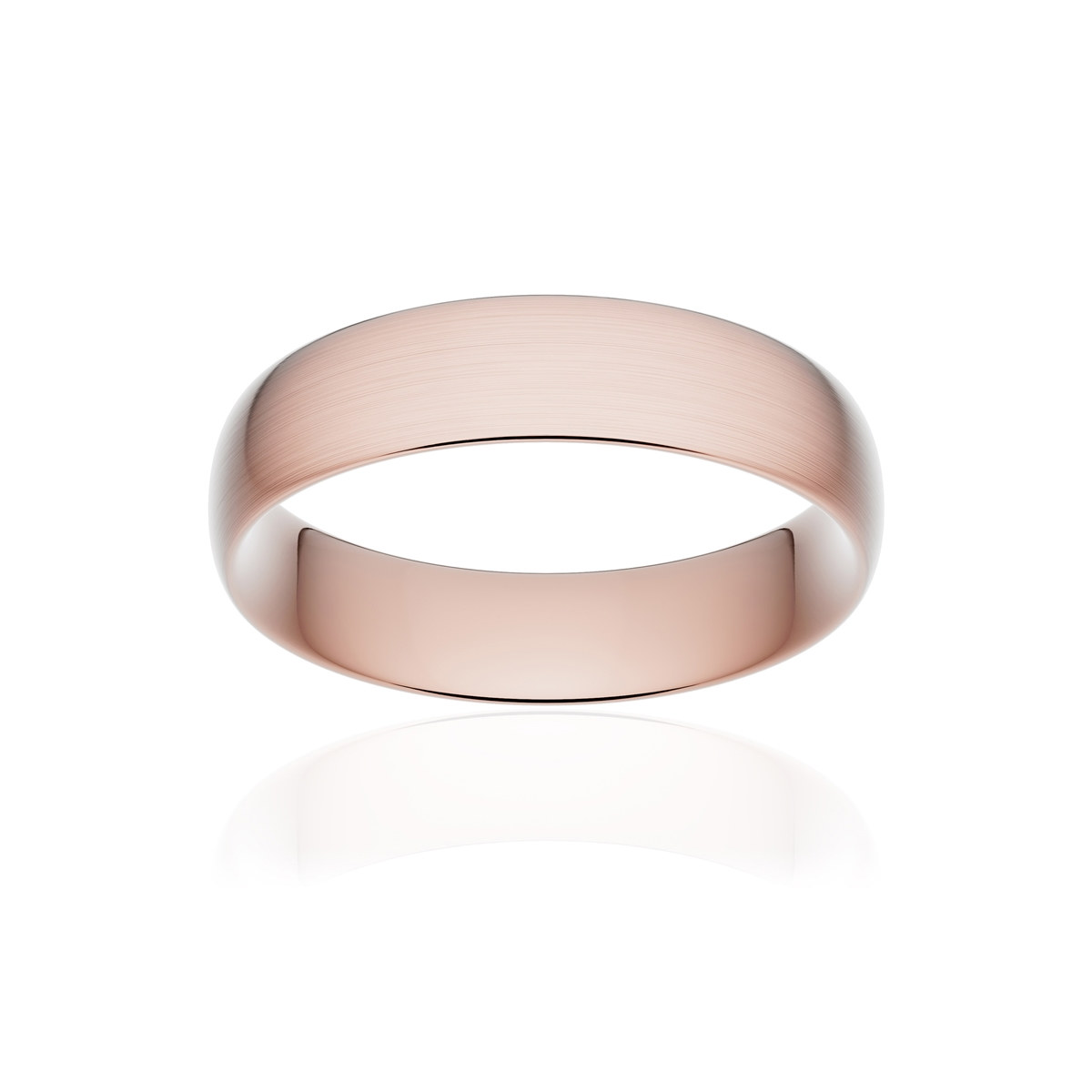 Alliance or 750 rose brossé demi-jonc confort 5,5mm