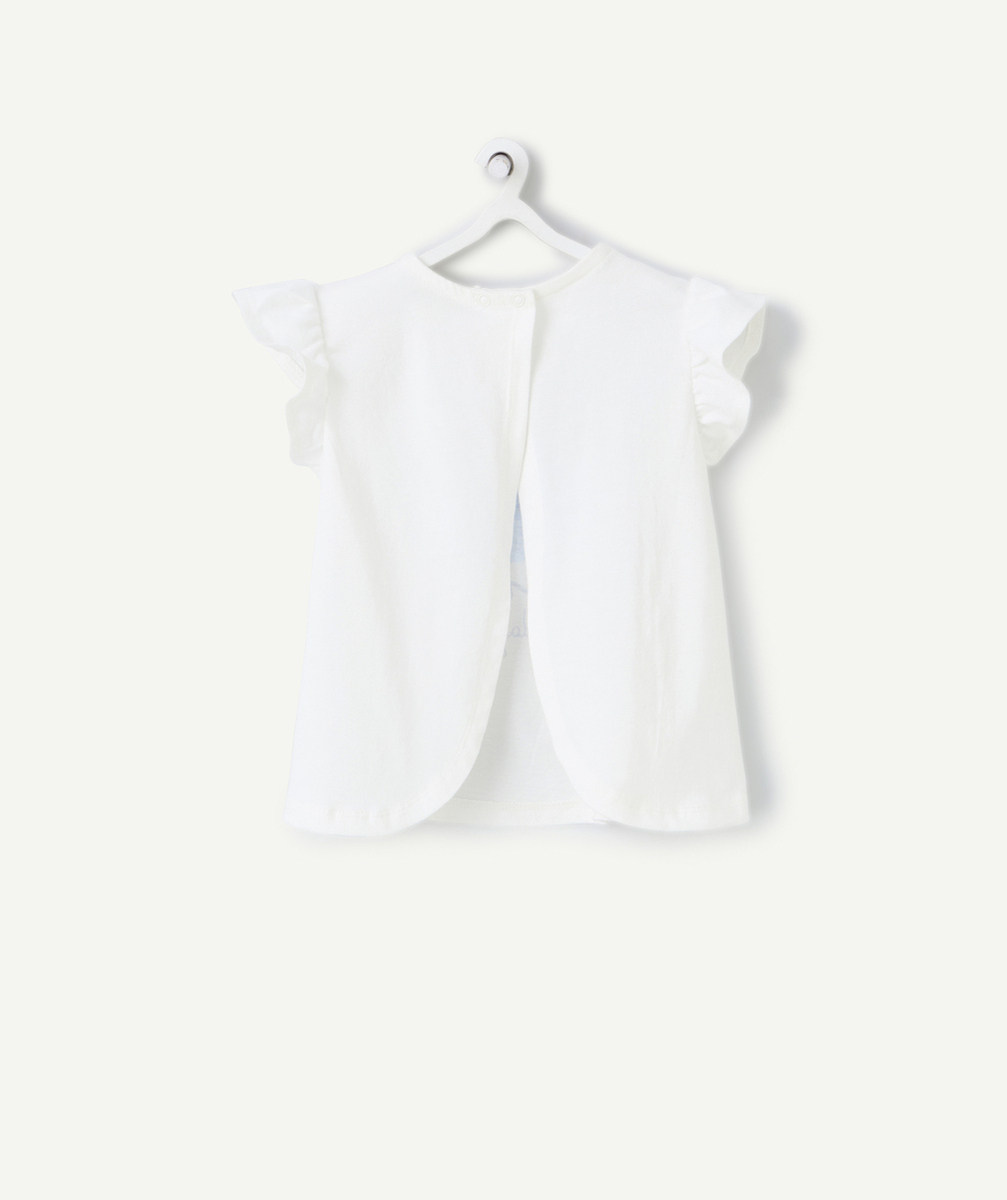 t-shirt manches courtes bébé fille en coton bio blanc motif crevette