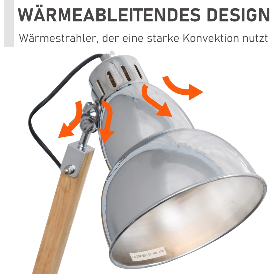 HOMCOM Stehlampe mit verstellbarem Schirm natur, silber