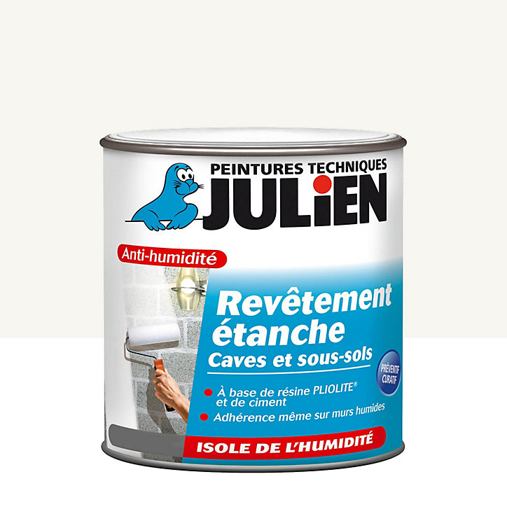 Revêtement étanche à base de résine pliolite pour caves et sous sols Julien mat blanc mat 2,5L