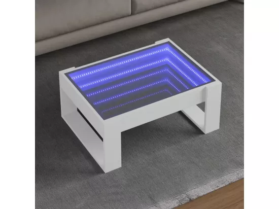 Table basse avec LED infini blanc 70x53x30 cm