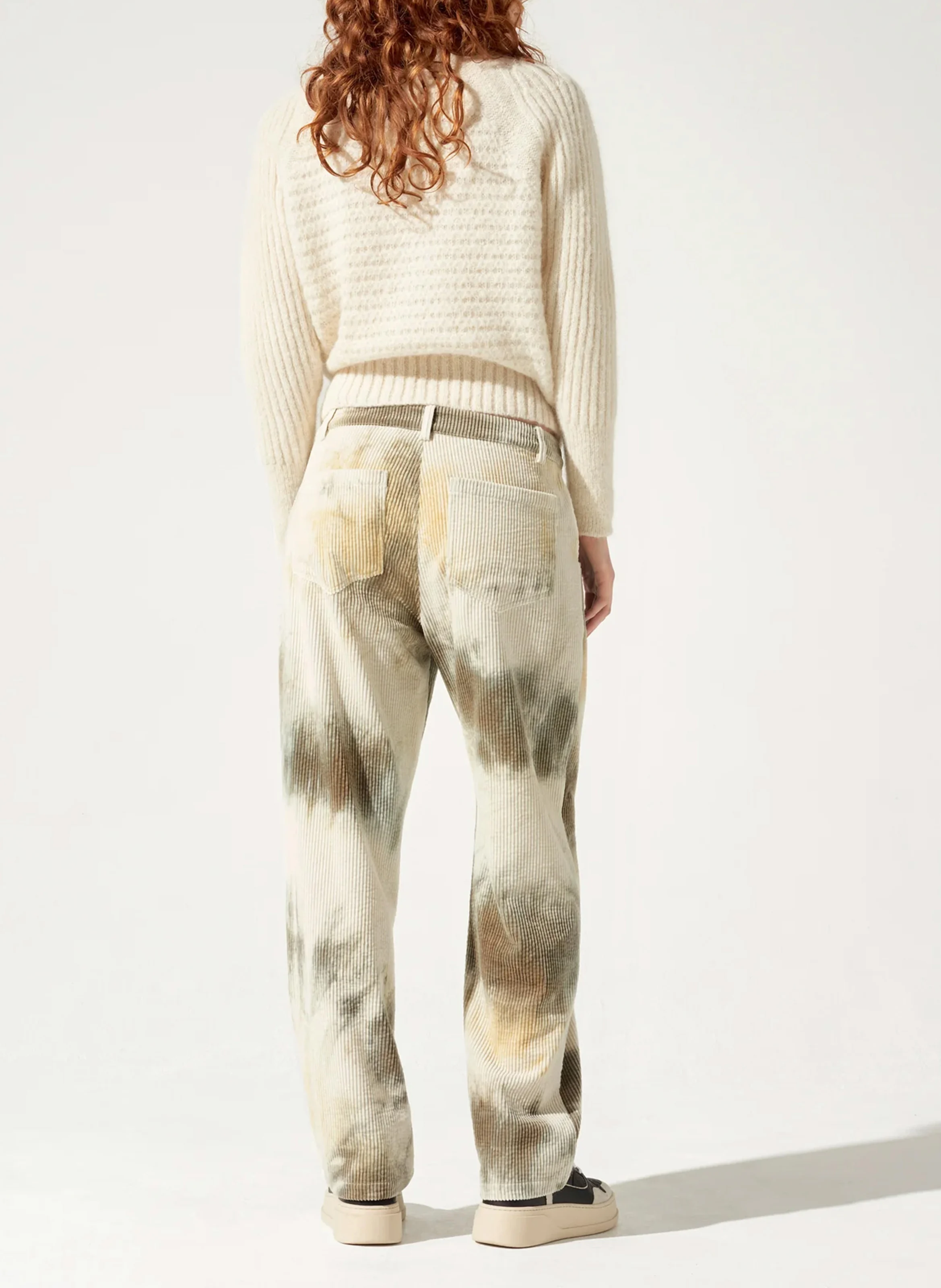 Pantalon large en coton imprimé | Gris