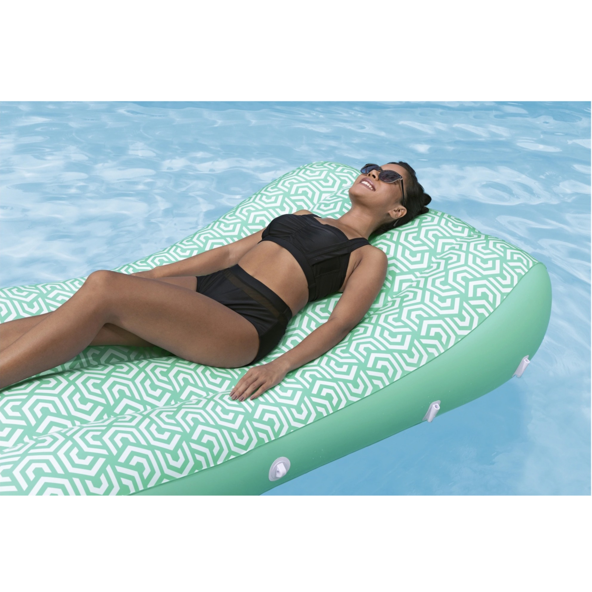 (175cm) Comfy Chill Shaded Lounge Grosse Aufblasbare Wasser Luftmatratze Liegesofa Badeinsel mit Sonnendach (43729) - Grün