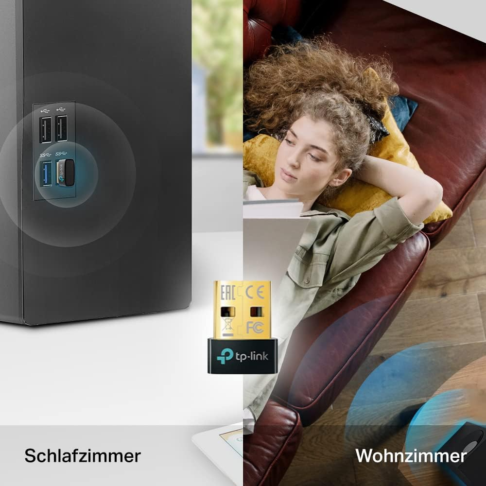 Nano USB A Dongle Bluetooth 5.0 Receiver Transmitter Wireless Konverter USB Adapter (UB500) - Schwarz