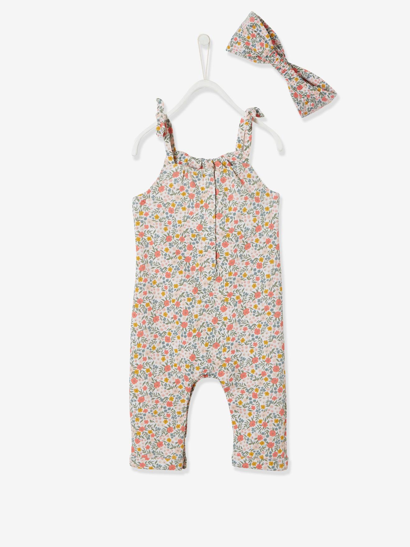 Conjunto de body e faixa de cabelo de pelúcia estampada verde-médio para bebê menina