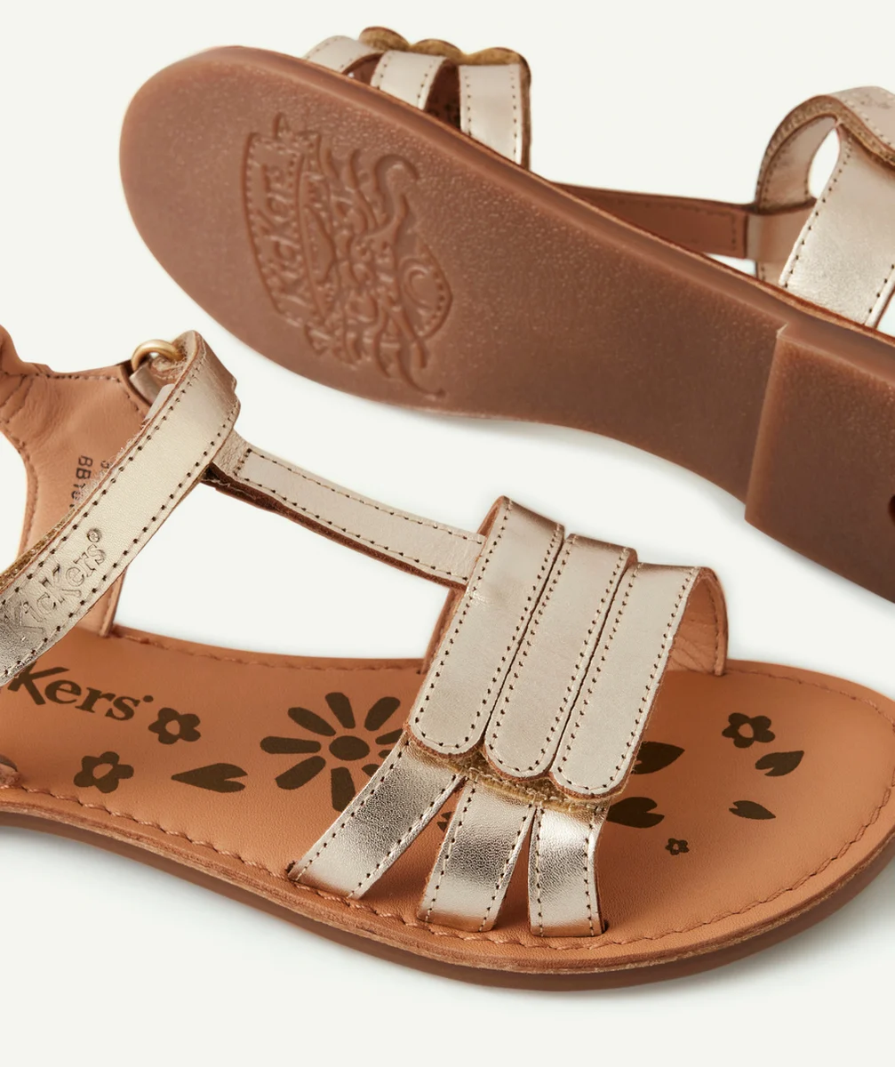 KICKERSSANDALES FILLE DIAMANTO OR EN CUIR