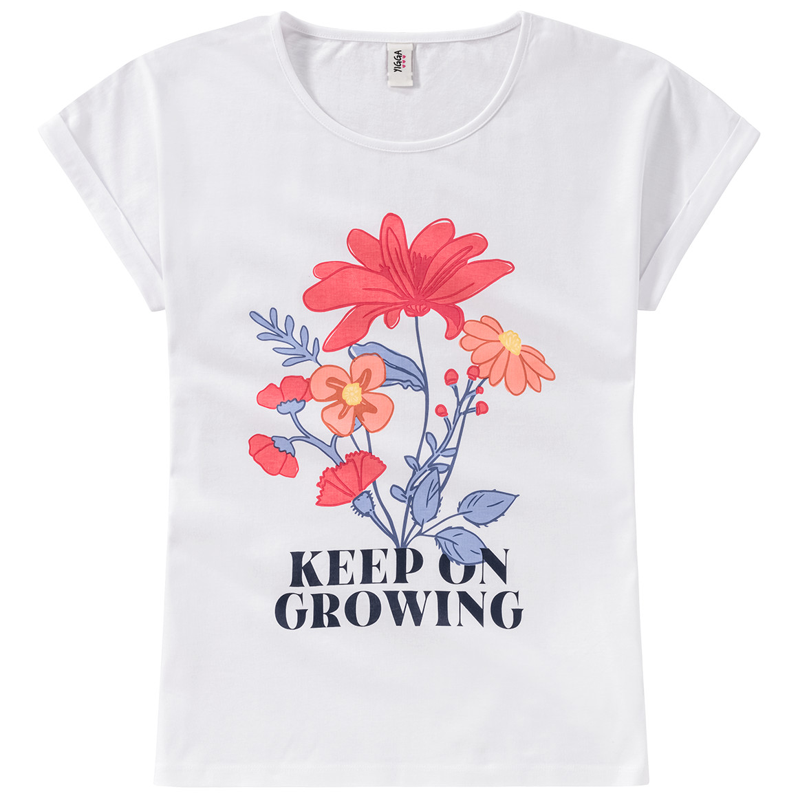 Yigga Mädchen T-Shirt mit Blumen-Print weiss