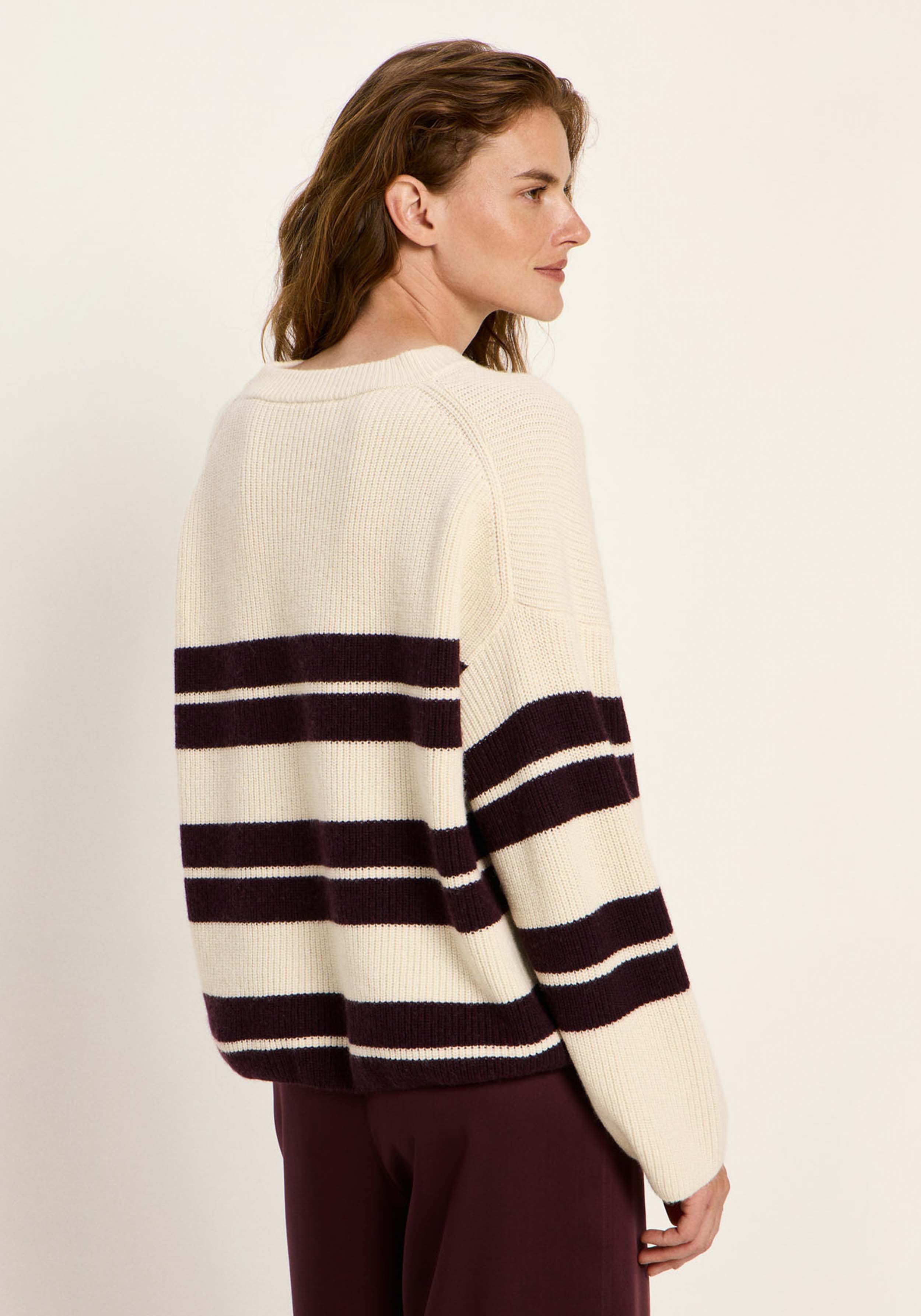 Lanius Streifenpullover Off White/Bordeaux