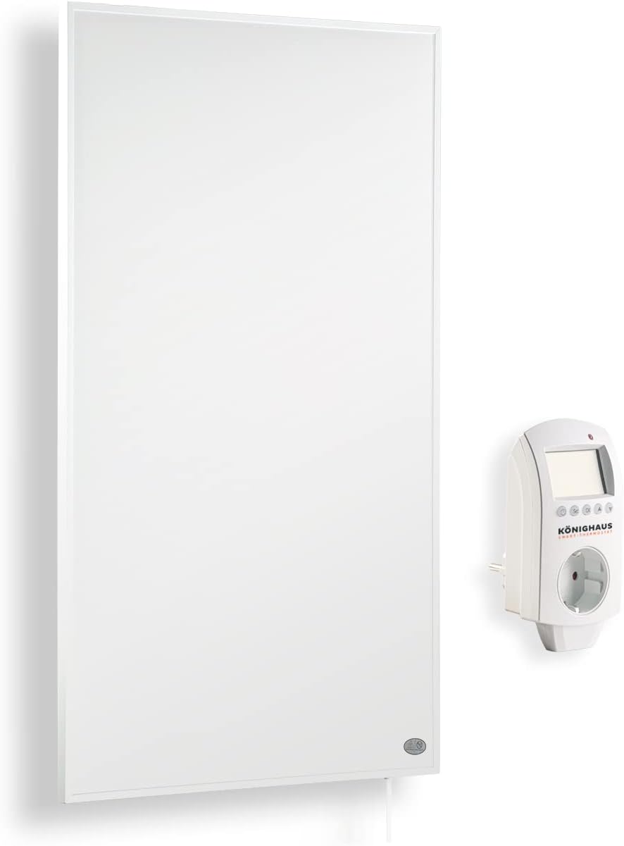 Könighaus Infrarot Wandheizung - 1200 Watt inkl. Smart Thermostat - Infrarotheizung mit TÜV SÜD & 5 Jahren Garantie - Doppelter Überhitzungsschutz - Heizt Räume von bis zu 29 m² - Sofort einsatzbereit