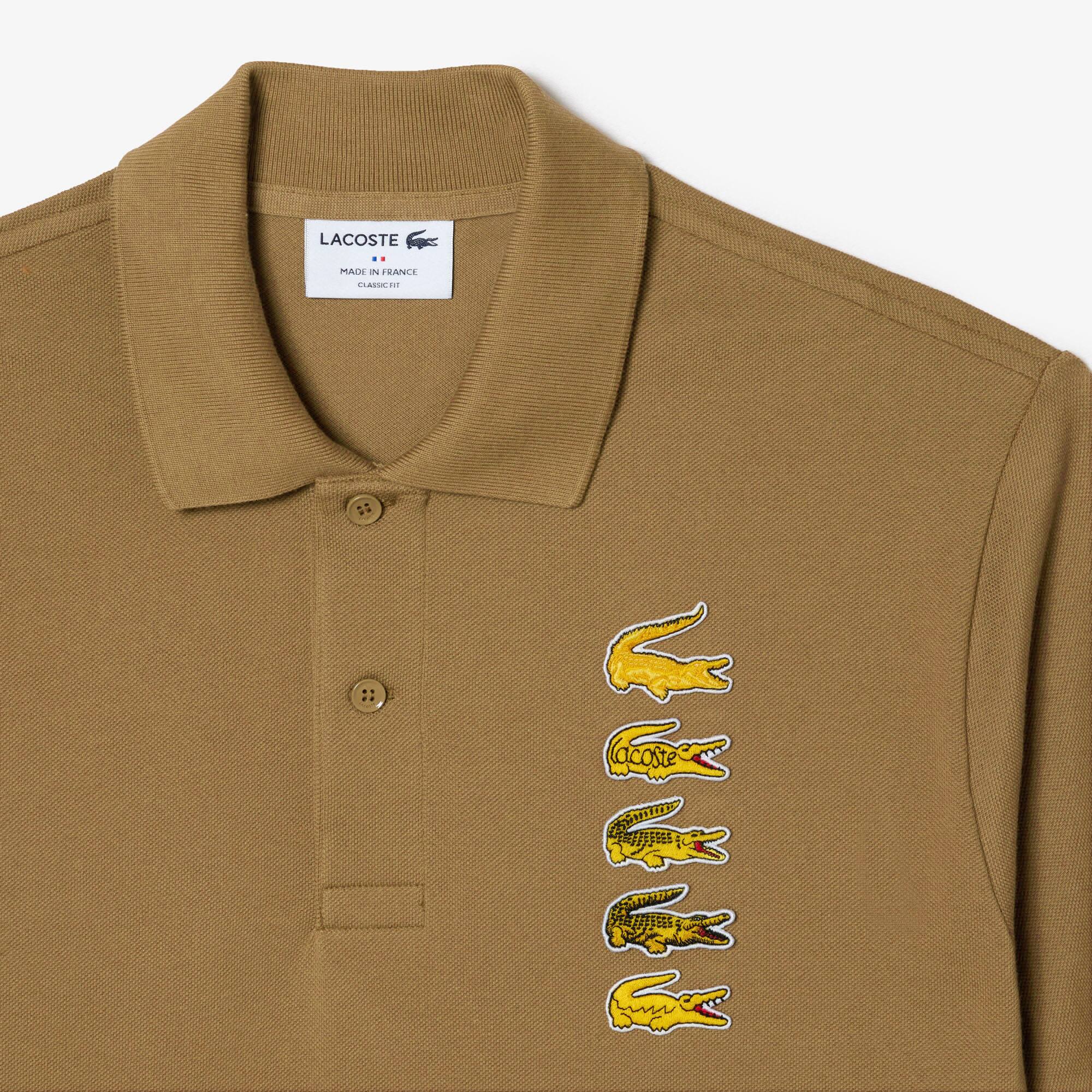 Poloshirt aus Piqué mit Croc-Aufnäher Kurze Ärmel - Braun - Lacoste - Herren