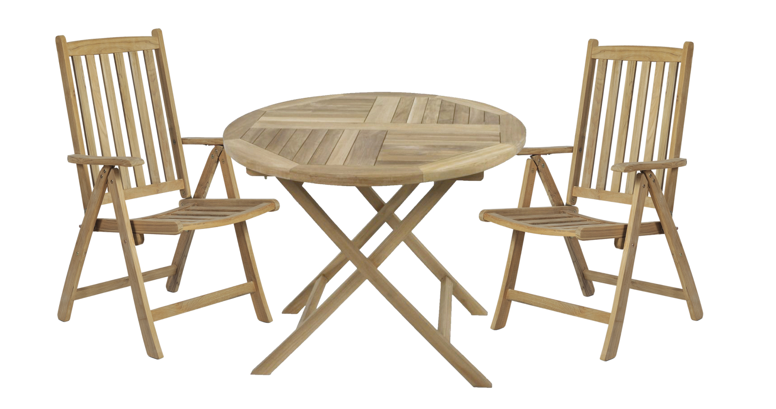 3-teilige Tischgruppe SOLO 02 - natur - Teak Massivholz